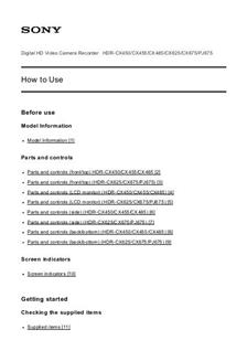 Sony HDR CX 450 manual. Camera Instructions.